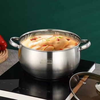 Set de vase din oțel inoxidabil, grosime, multifuncțional: oală de supă cu mâner dublu, oală de lapte cu mâner simplu, oală mică de gătit, vas aburi pentru terci și tăiței, oală pentru mere