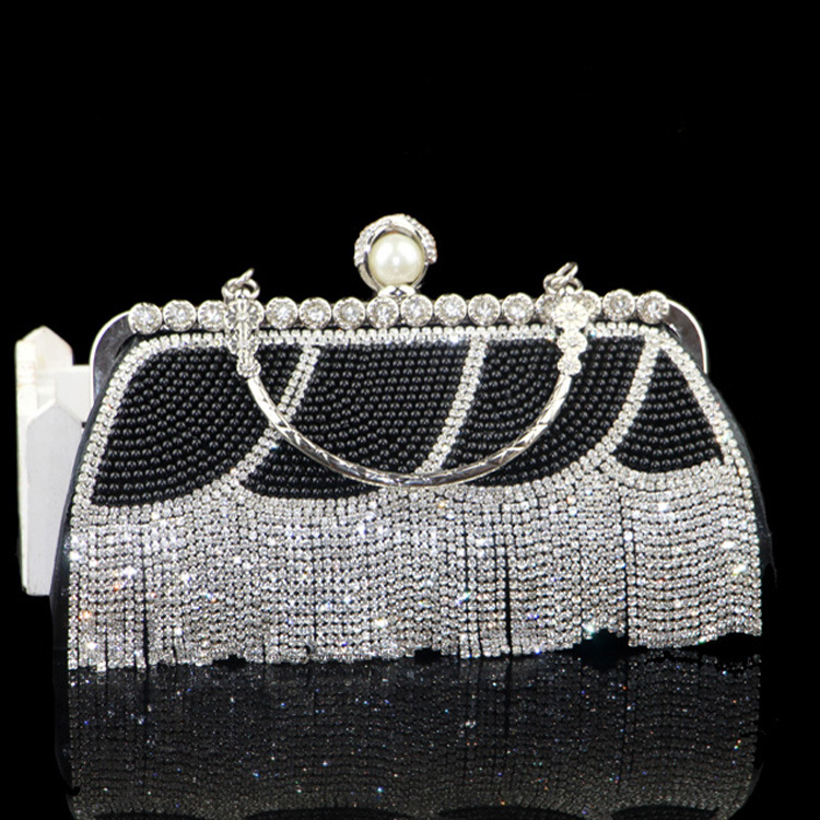 Nova večernja torbica s perlama i kristalima, elegant clutch za svečane prigode, ručno ili preko ramena