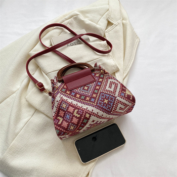 PU kožna torba-vedro s kariranim uzorkom, stilna dnevna torba za rame i crossbody