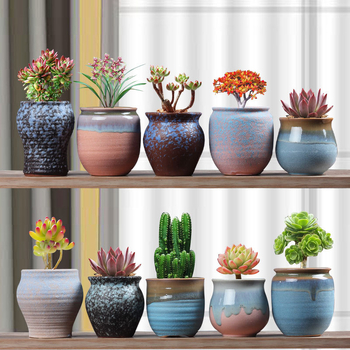Ghiveci ceramic pentru suculente, retro, creativ și unic — suport de birou