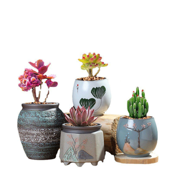 Ghiveci ceramic pentru suculente, retro, creativ și unic — suport de birou
