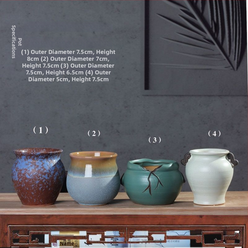 Ghiveci ceramic pentru suculente, retro, creativ și unic — suport de birou