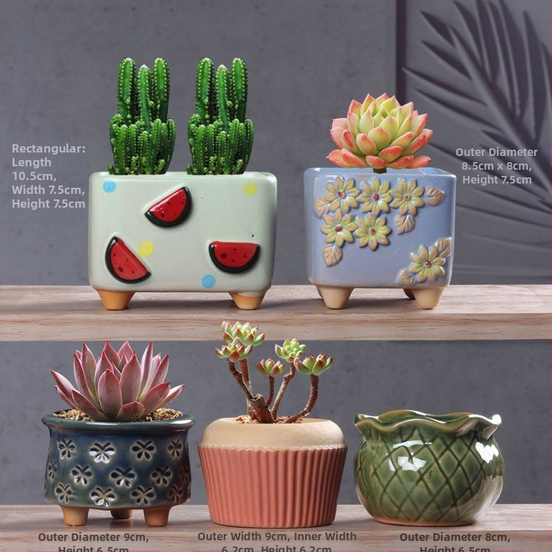 Ghiveci ceramic pentru suculente, retro, creativ și unic — suport de birou