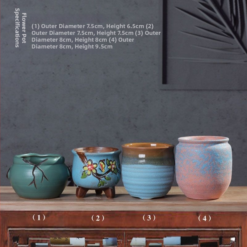 Ghiveci ceramic pentru suculente, retro, creativ și unic — suport de birou