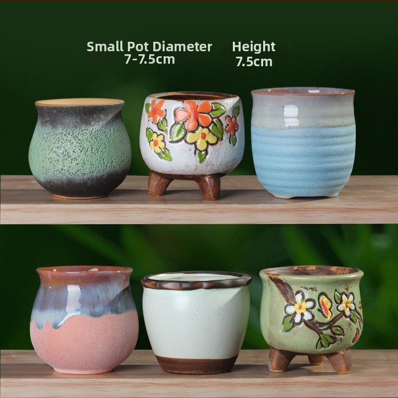 Ghiveci ceramic pentru suculente, retro, creativ și unic — suport de birou