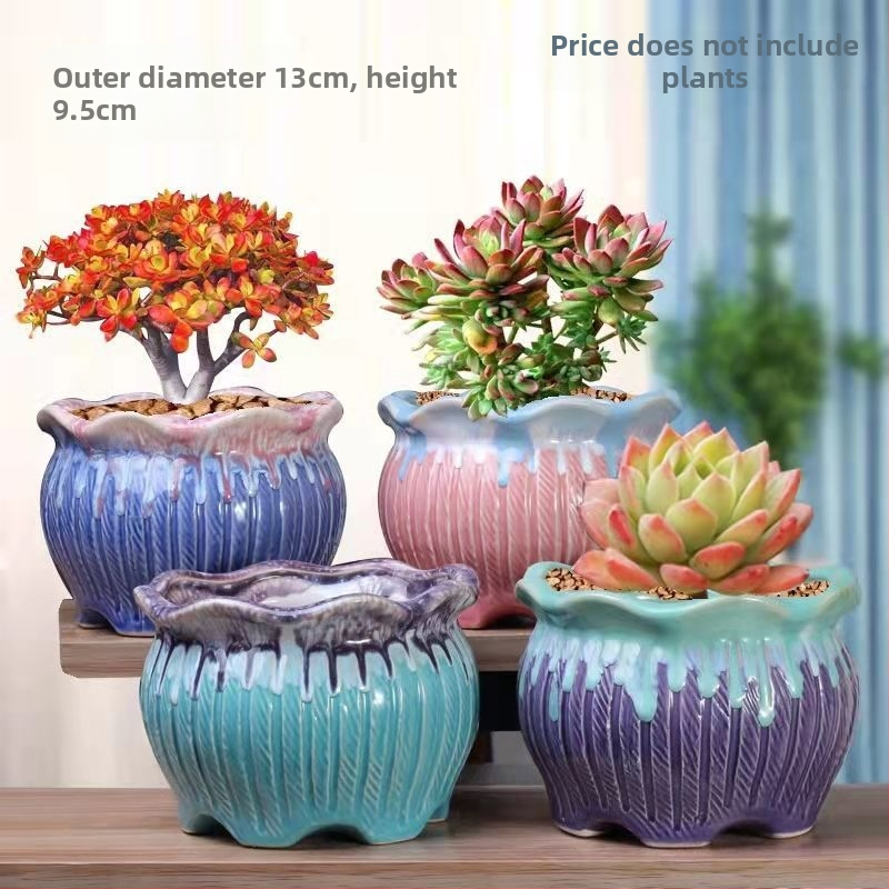 Ghiveci ceramic pentru suculente, retro, creativ și unic — suport de birou
