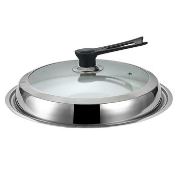 Capac din oțel inoxidabil pentru wok și oală, capac din sticlă