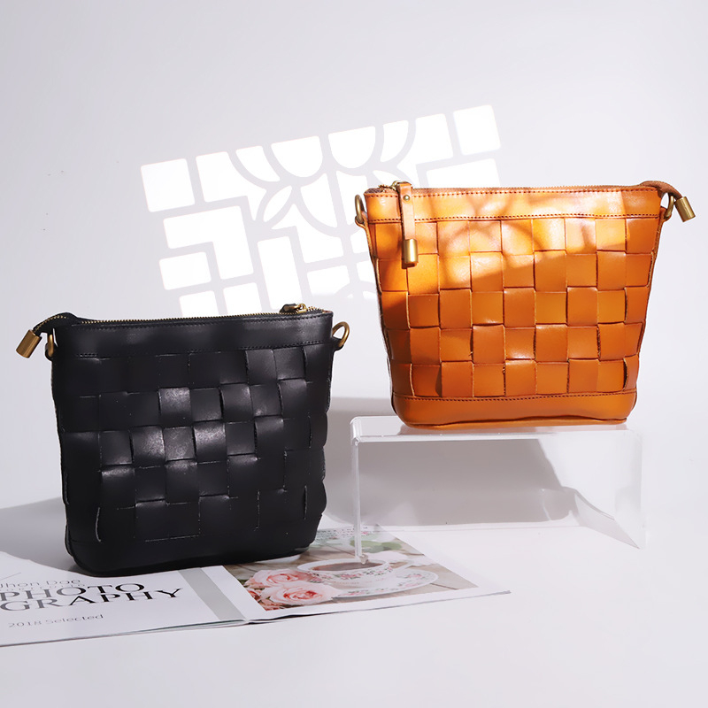Nova retro pletena crossbody torba od prave kože s biljnim taninom, ručno izrađena torba u obliku kofera, velika kapaciteta, ženska torba