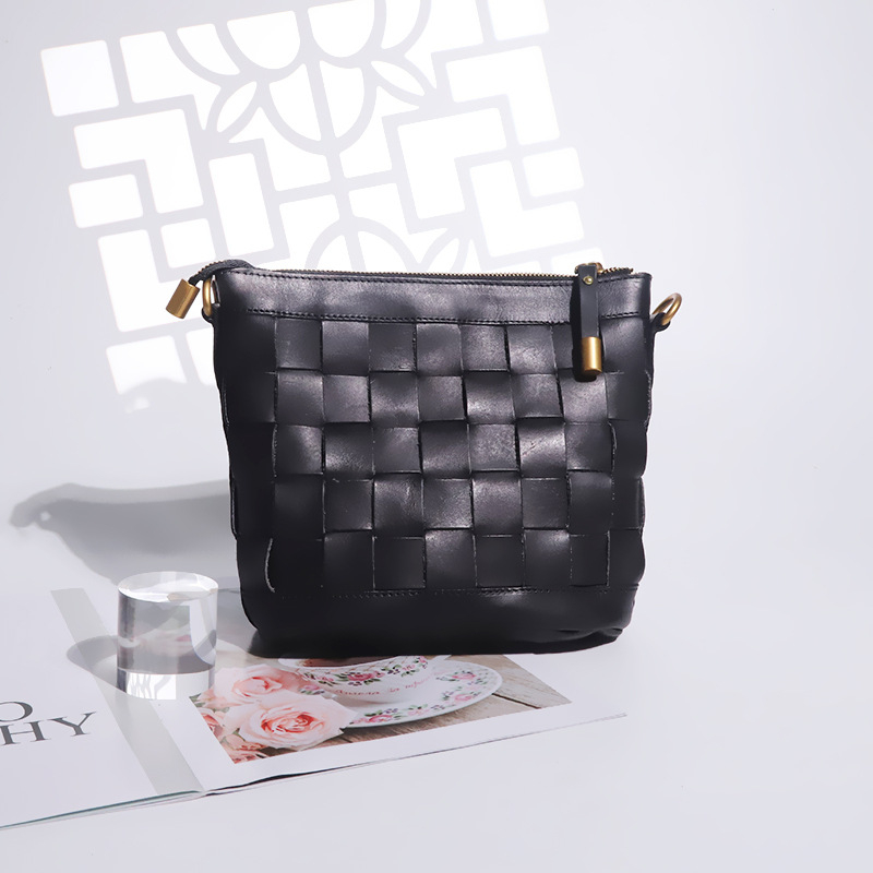 Nova retro pletena crossbody torba od prave kože s biljnim taninom, ručno izrađena torba u obliku kofera, velika kapaciteta, ženska torba