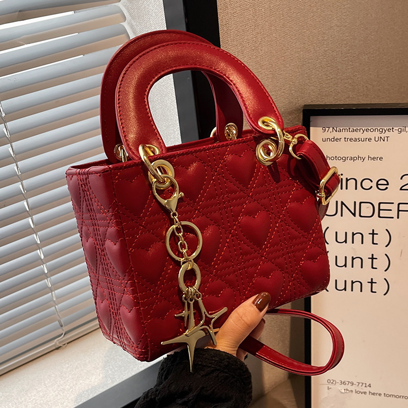 Crvena svadbena mala torbica s kaišem preko ramena, PU materijal, stil Diana bag