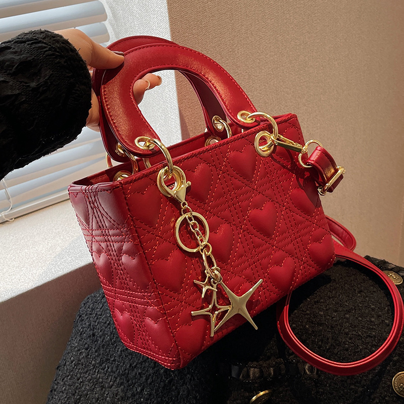 Crvena svadbena mala torbica s kaišem preko ramena, PU materijal, stil Diana bag