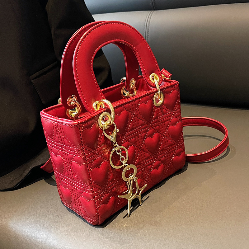 Crvena svadbena mala torbica s kaišem preko ramena, PU materijal, stil Diana bag