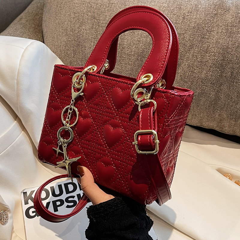 Crvena svadbena mala torbica s kaišem preko ramena, PU materijal, stil Diana bag