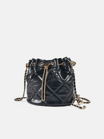 Kožna bucket torba s lancem i prešivanjem u romb uzor, jednostruki remen za rame, crossbody za žene, elegantna i svestrana