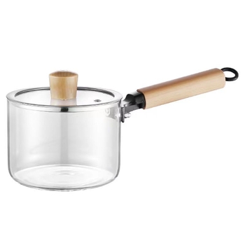 Oală de supă din sticlă borosilicată, cu mâner unic, transparentă și rezistentă la temperaturi pentru plita electrică cu ceramică, 1,1–2 l