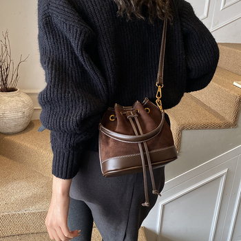 Patchwork torbica za žene, bucket bag u korejskom stilu, retro 2025