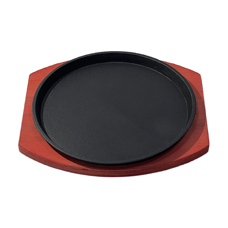 Tigaie grill din fontă pentru Teppanyaki – rotundă, pentru bucătărie occidentală și friptură, compatibilă cu plăci de gaz și inducție, utilizare comercială