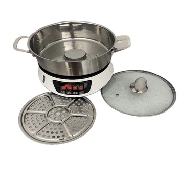 Oală electrică de abur multifuncțională, cu putere reglabilă, 3–4 L, din oțel inox, pentru fructe de mare, supă și gătit