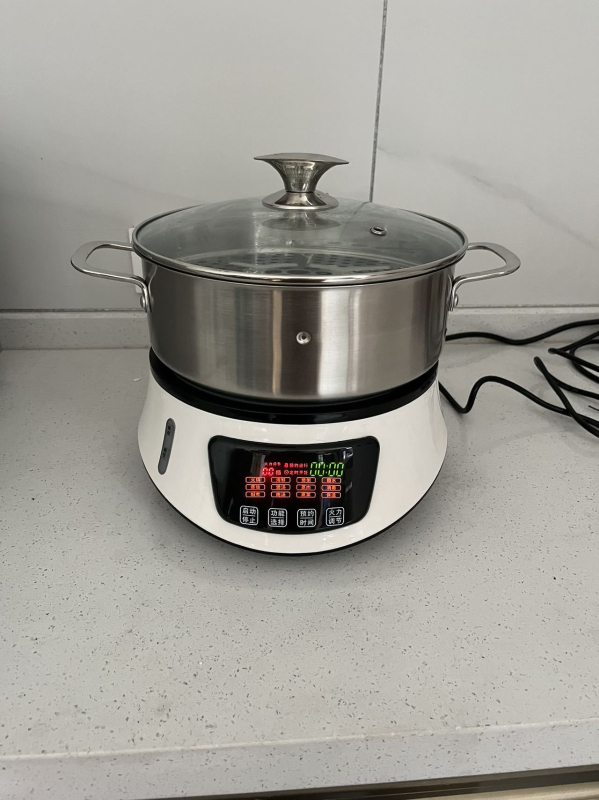 Oală electrică de abur multifuncțională, cu putere reglabilă, 3–4 L, din oțel inox, pentru fructe de mare, supă și gătit