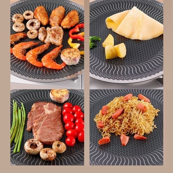 Tigaie grill groasă pentru exterior și oală BBQ în stil coreean, din oțel inoxidabil, compatibilă cu inducția, cu dublă utilizare pentru camping și casă