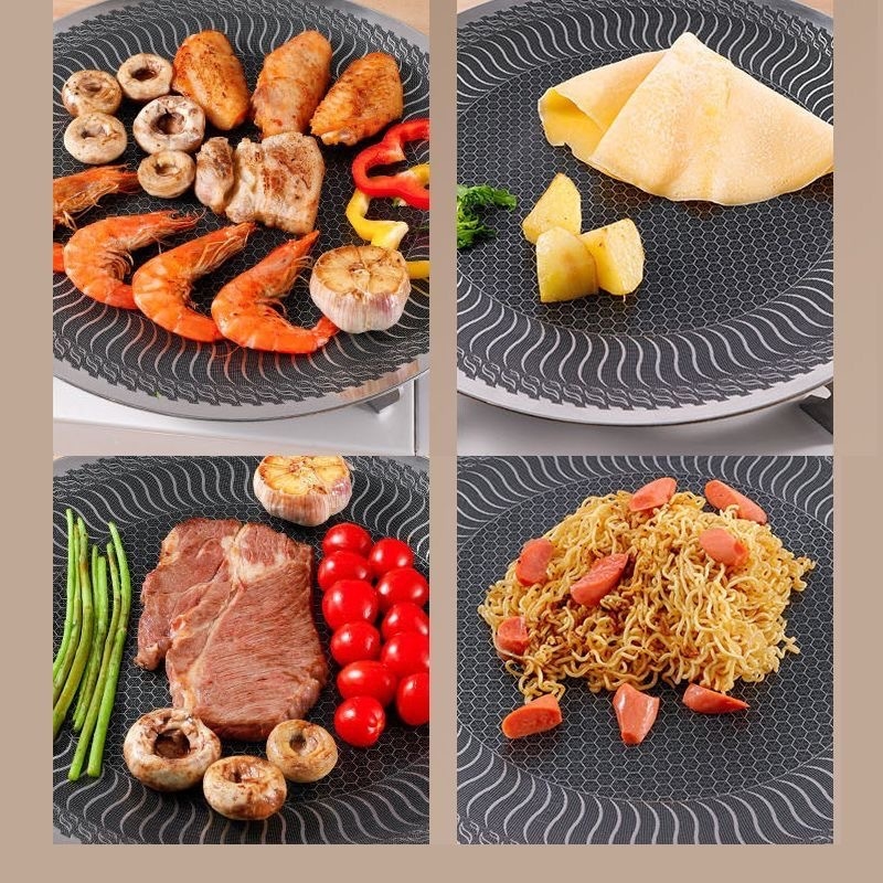 Tigaie grill groasă pentru exterior și oală BBQ în stil coreean, din oțel inoxidabil, compatibilă cu inducția, cu dublă utilizare pentru camping și casă