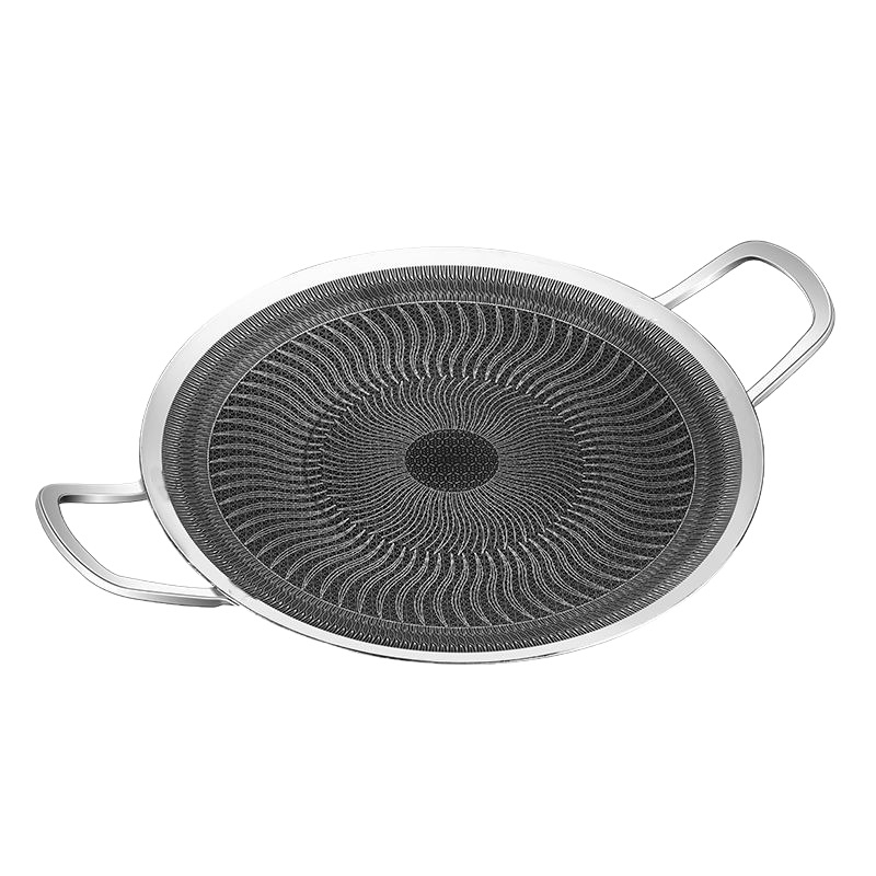 Tigaie grill groasă pentru exterior și oală BBQ în stil coreean, din oțel inoxidabil, compatibilă cu inducția, cu dublă utilizare pentru camping și casă