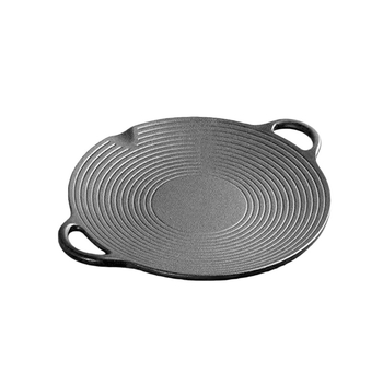 Grill din fontă neacoperit, cu mânere duble filetate, suprafață concavă pentru carne, pentru barbecue în stil coreean, în aer liber