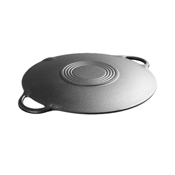 Grill din fontă neacoperit, cu mânere duble filetate, suprafață concavă pentru carne, pentru barbecue în stil coreean, în aer liber