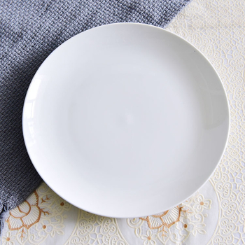 Farfurie albă din porțelan cu os – stil occidental, pentru uz casnic, farfurie plată pentru steak, salate și feluri reci, finisaj Moonlight, logo personalizabil