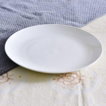 Farfurie albă din porțelan cu os – stil occidental, pentru uz casnic, farfurie plată pentru steak, salate și feluri reci, finisaj Moonlight, logo personalizabil