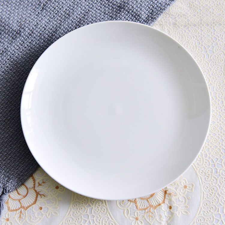 Farfurie albă din porțelan cu os – stil occidental, pentru uz casnic, farfurie plată pentru steak, salate și feluri reci, finisaj Moonlight, logo personalizabil