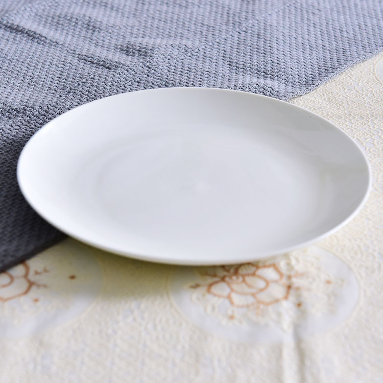 Farfurie albă din porțelan cu os – stil occidental, pentru uz casnic, farfurie plată pentru steak, salate și feluri reci, finisaj Moonlight, logo personalizabil