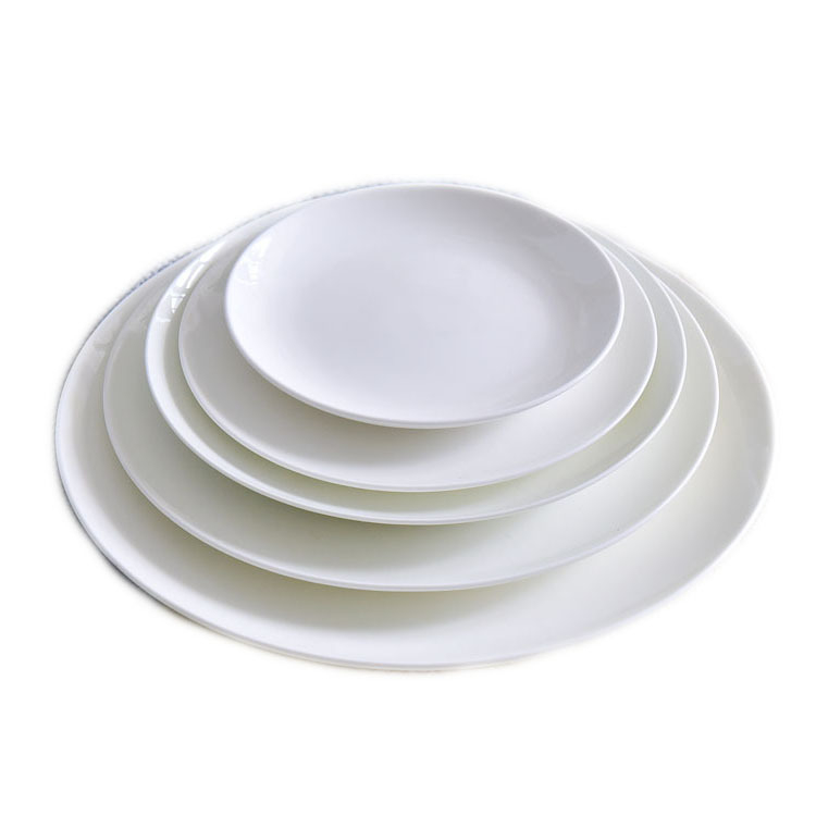 Farfurie albă din porțelan cu os – stil occidental, pentru uz casnic, farfurie plată pentru steak, salate și feluri reci, finisaj Moonlight, logo personalizabil