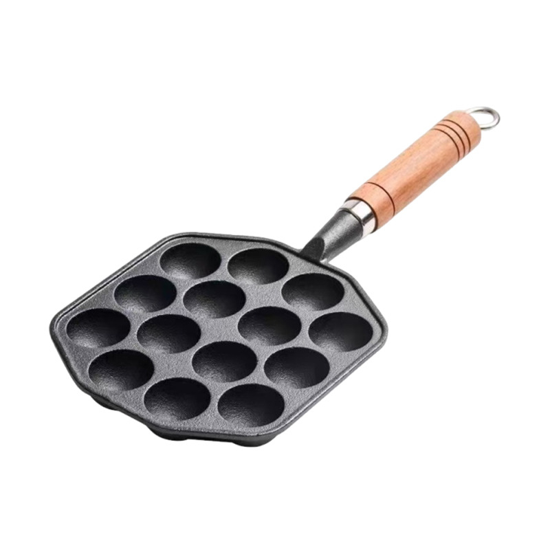 Tigaie Takoyaki din fontă pentru uz casnic, antiaderent, fără strat, pentru plită cu gaz, formă pentru ouă de prepeliță