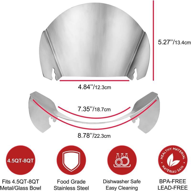 Atașament din oțel inoxidabil pentru vărsare și capac de protecție pentru KitchenAid mixer de bucătărie