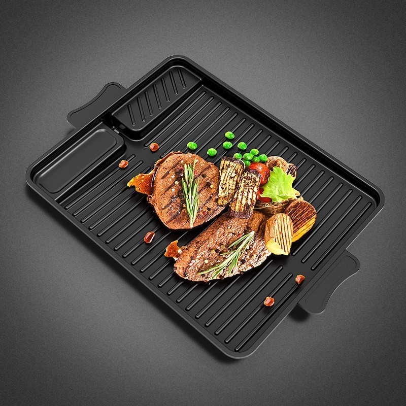 Grătar dreptunghiular cu acoperire din piatră Maifan, pentru arzător cu butan, BBQ exterior
