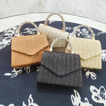 Nova ljetna slamnata ženska torba s poklopcem, kompaktna kvadratna crossbody torba