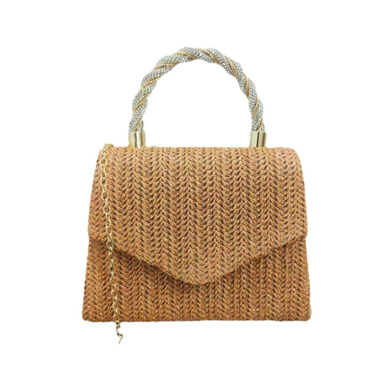 Nova ljetna slamnata ženska torba s poklopcem, kompaktna kvadratna crossbody torba