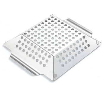 Set barbecue cu strat antiaderent: tavă din oțel carbon pentru exterior, coș pătrat din oțel inoxidabil și coș pentru legume la grătar