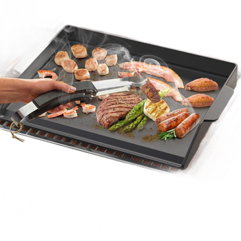 Tols tigaie grill din fontă, cu fund plat și margini înalte, pentru grătar în aer liber, mare tigaie pentru carne, accesorii grătar