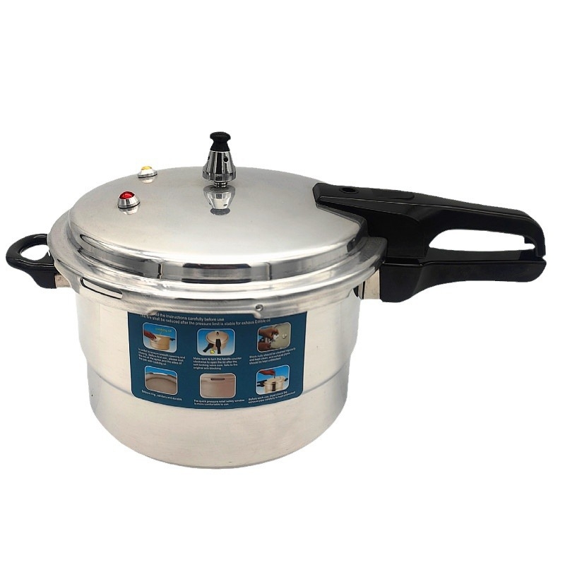 Oală sub presiune din aliaj de aluminiu lustruit, tradițională, cu fund dublu, pentru uz casnic, cu tavă de abur, compatibilă cu plite cu gaz și inducție.