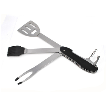 Set multifuncțional de grătar pliabil pentru picnicuri în aer liber - furci, spatule, perie de curățare și unelte din oțel inoxidabil