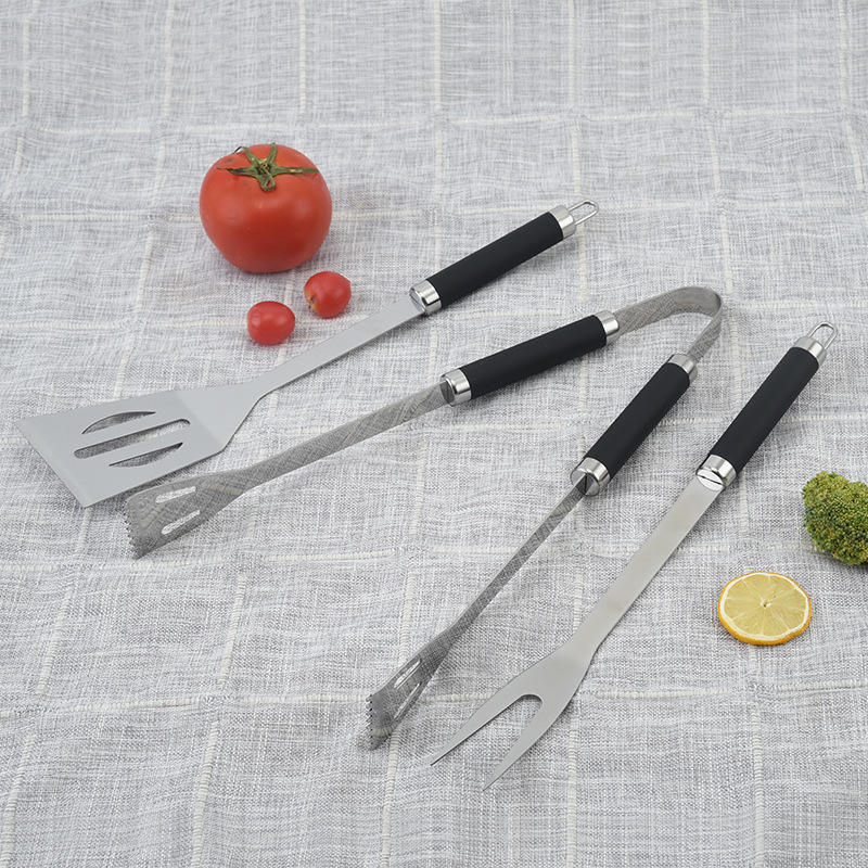 Set de unelte pentru grătar din oțel inoxidabil, 3 piese: spatulă, furculiță și clește
