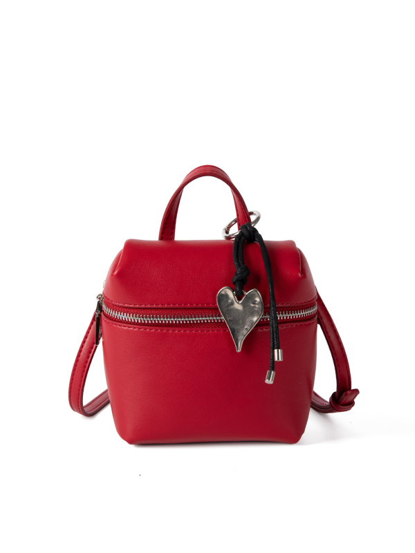 Ženska mini bucket torba s privjeskom u obliku srca, urban minimalistički dizajn, preko ramena