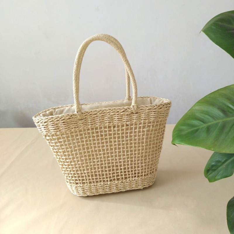 Francuska retro umjetnička slamnata torba, ručno pletena, velika kapaciteta, za nošenje preko ramena, odmor na moru, ženska torba