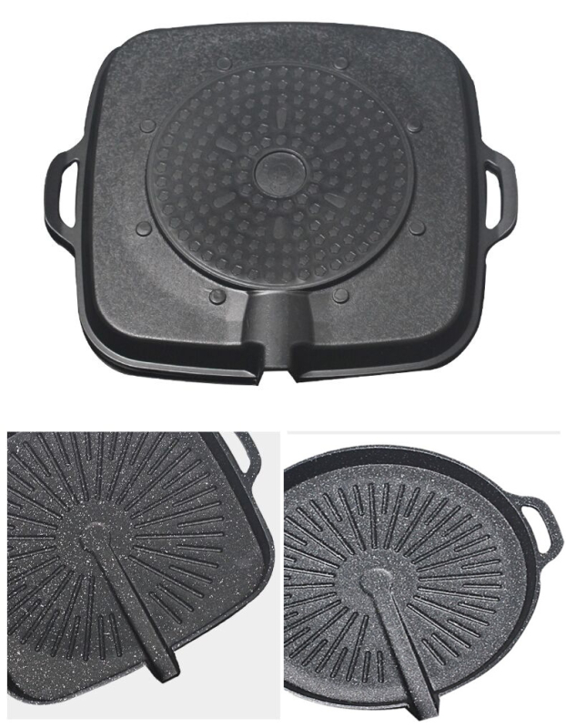 Placă grill teppanyaki antiaderentă, în stil coreean, pentru plite cu inducție