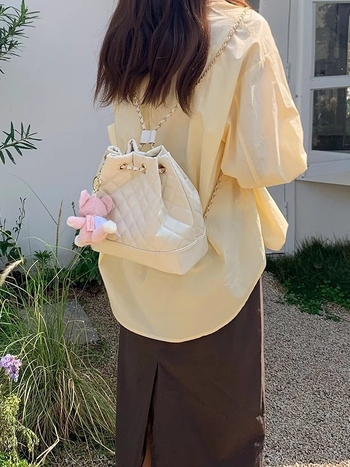 2026 nova modna bucket torba s lančanim remenom, šivani dijamantni uzorak, crossbody u Chanel stilu