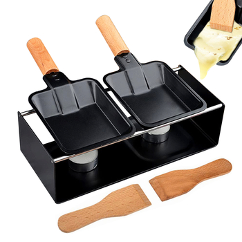 Set de plăci duble pentru topirea brânzeturilor – Placă de încălzire a brânzeturilor și tavă de copt, pentru bucătărie occidentală și camping, cu lumânare de încălzire (8 buc.)