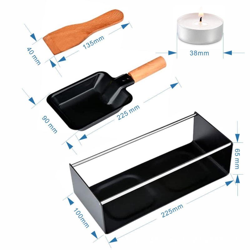 Set de plăci duble pentru topirea brânzeturilor – Placă de încălzire a brânzeturilor și tavă de copt, pentru bucătărie occidentală și camping, cu lumânare de încălzire (8 buc.)