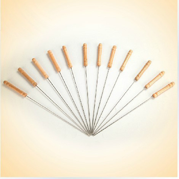 Set de 10 frigărui din oțel inoxidabil pentru grătar, frigărui plate și rotunde, 201 nemagnetice